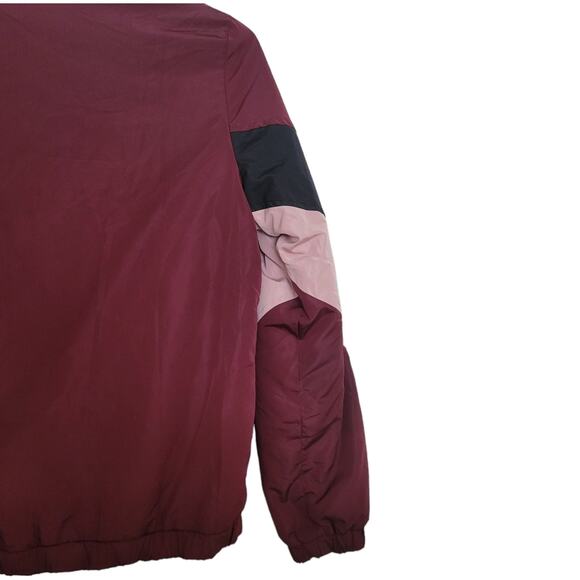 Love Tree Jacket Sz Small S Burgundy Colorblock Full Zip Lightweight Windbreaker - Picture 8 of 11